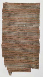 Barkcloth kapa Thin barkcloth decorated with bundles of triple parallel lines which are either red or black.
