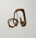Fishhook matau Fishhook with wooden shank, bone point, and lashing of twisted cords of plant material.