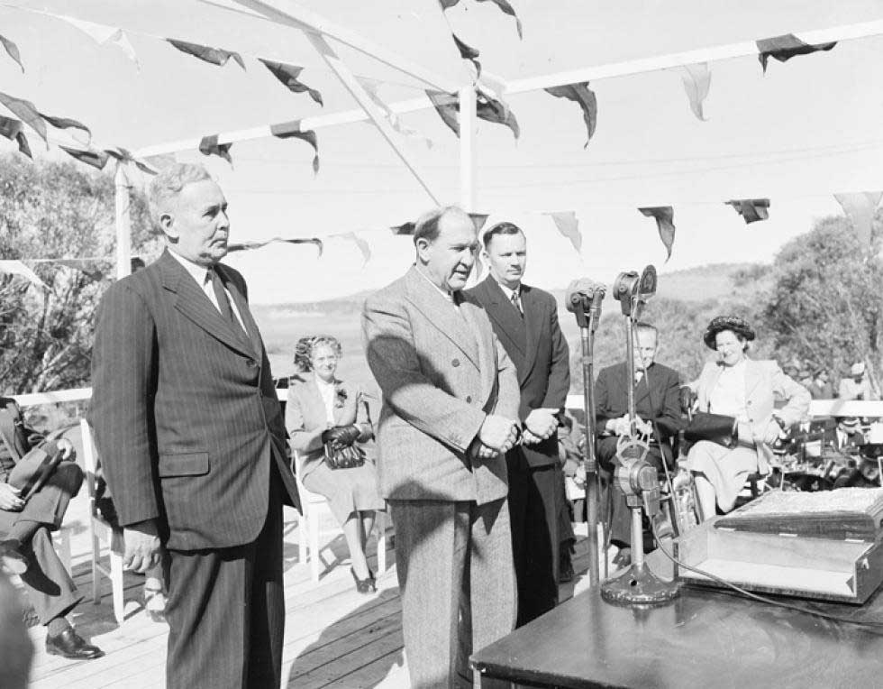 PM Ben Chifley at the launch of the Snowy Hydro scheme.