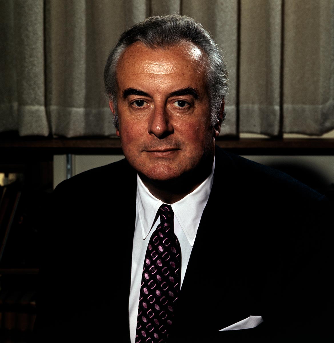 Portrait photo of Gough Whitlam.
