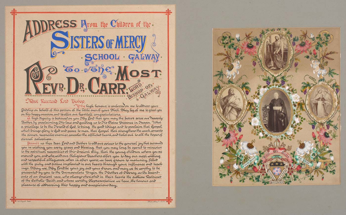 Page from a religious-themed book featuring calligraphy, ornate borders and illustrations.