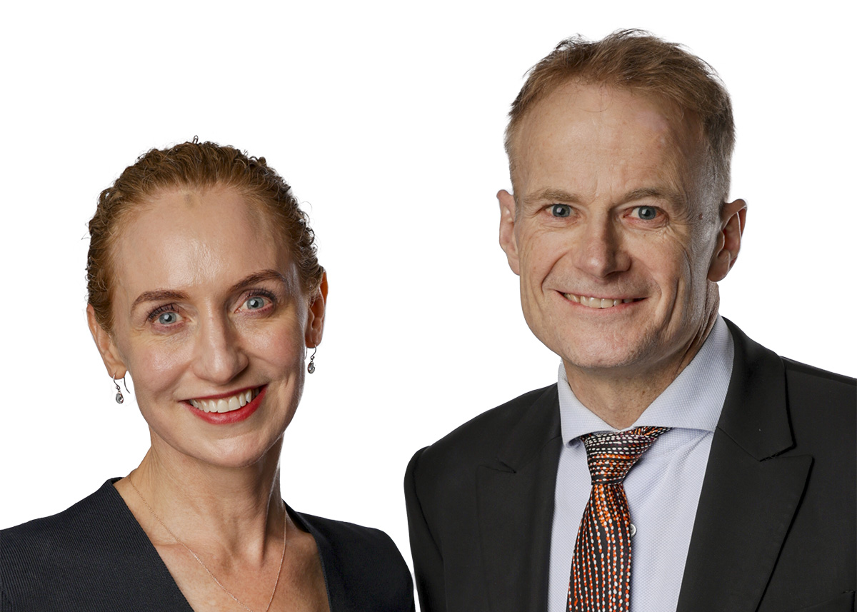 Studio portrait of Georgina Long and Richard Scolyer