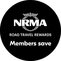 My NRMA Logo with text 'Road travel rewards. Members save'.