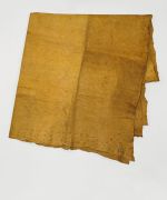 Barkcloth 'ahu Thick double-layered barkcloth dyed a uniform yellow with pattern of two to four rows of red circles on the border.
