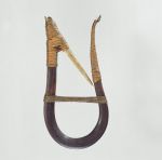 Halibut hook cheemaine U-shaped wooden hook made with whale sinew and an inward pointing barbed bone tied to the hook with root splits.