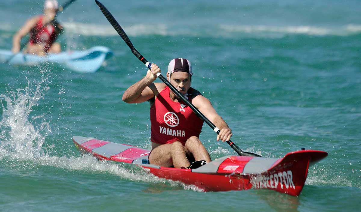 Lifesaver competing in a surfboat race.