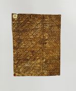 Barkcloth ngatu Barkcloth featuring brown herring-bone pattern in which each stripe is separated from the other by a line.
