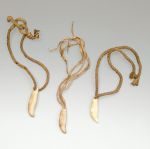 Pendants as breast ornaments ei Pendants made of shell, bone, or tooth material threaded with thick twisted cord.