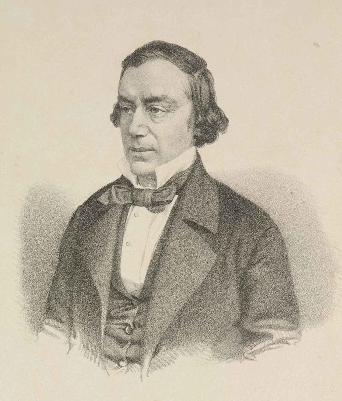 Sketch of a portrait of a man wearing 19th Century attire.