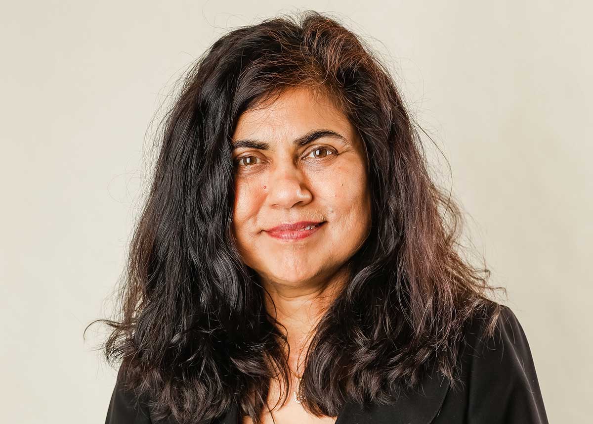 Studio portrait photograph of Veena Sahajwalla.