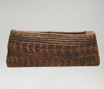 Basket kato alu Basket made of ‘alu (a native creeper with tendrils) and coconut fibres with a slightly baggy rectangular opening, in a dark brown colour.