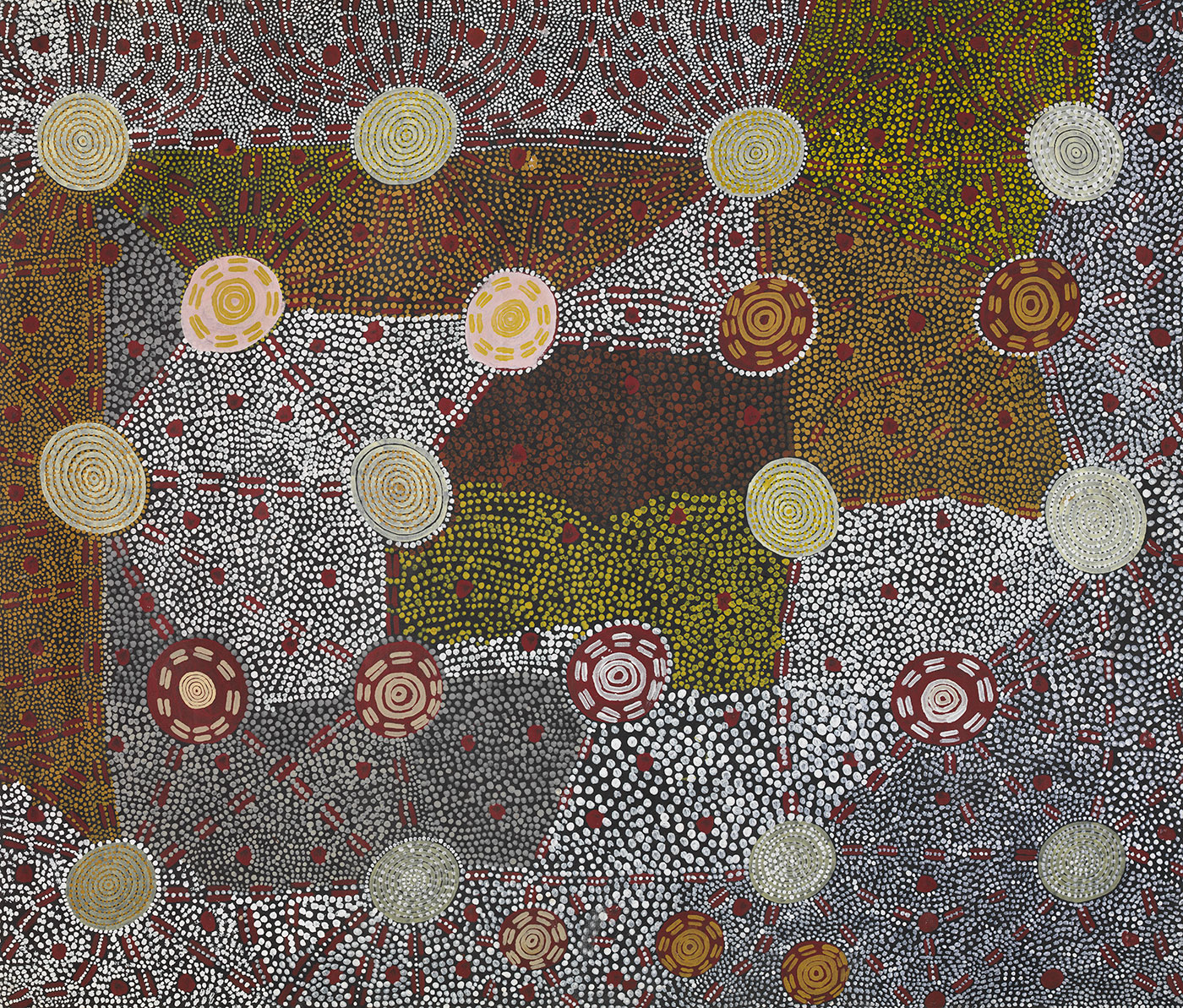 Watunuma or Flying Ant Dreaming painting by Kaapa Tjampitjinpa.