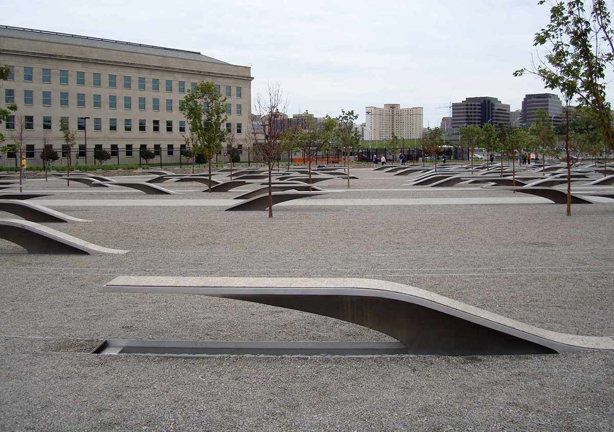 Commemorative bench in a memorial park.