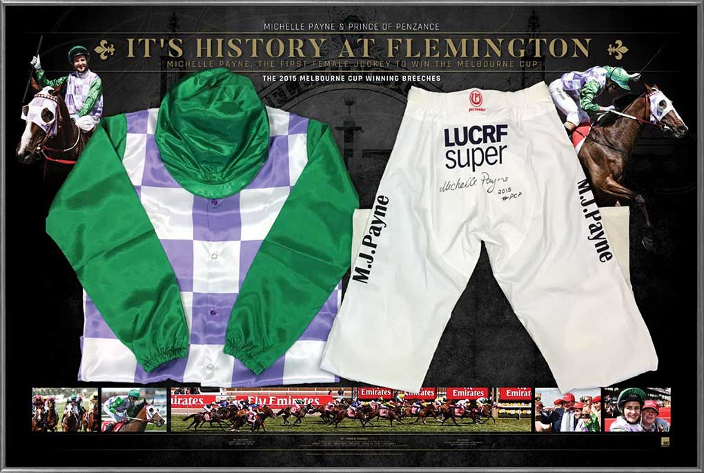 Melbourne Cup winner, Michelle Payne’s riding breeches framed