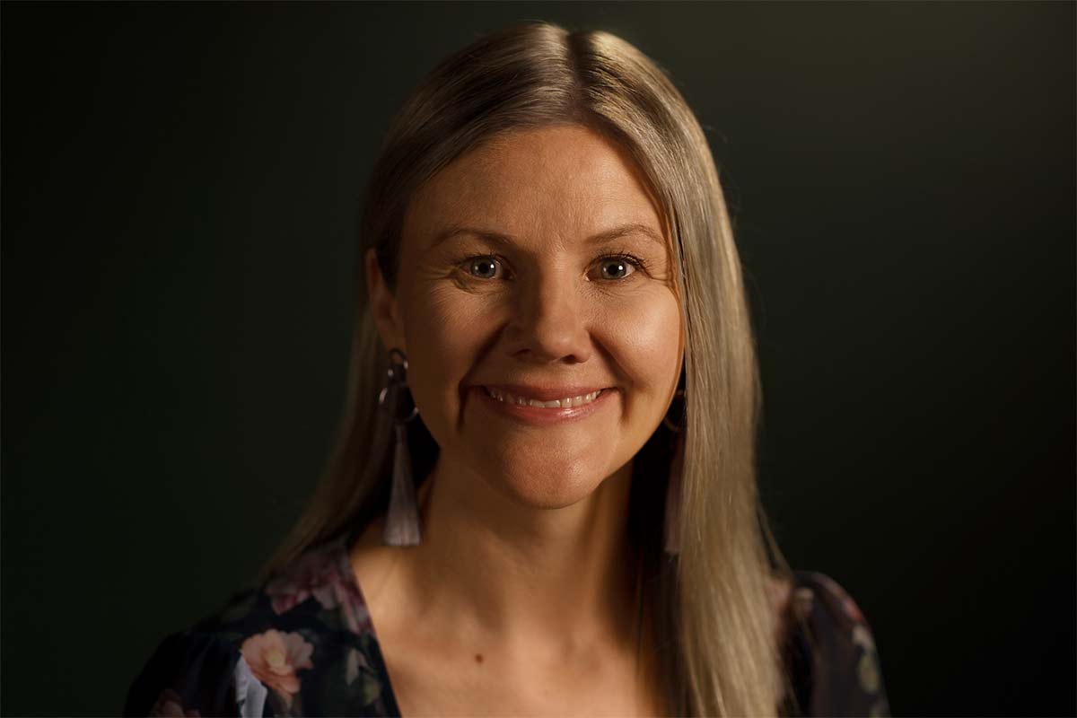Studio portrait photograph of Bernadette Black.