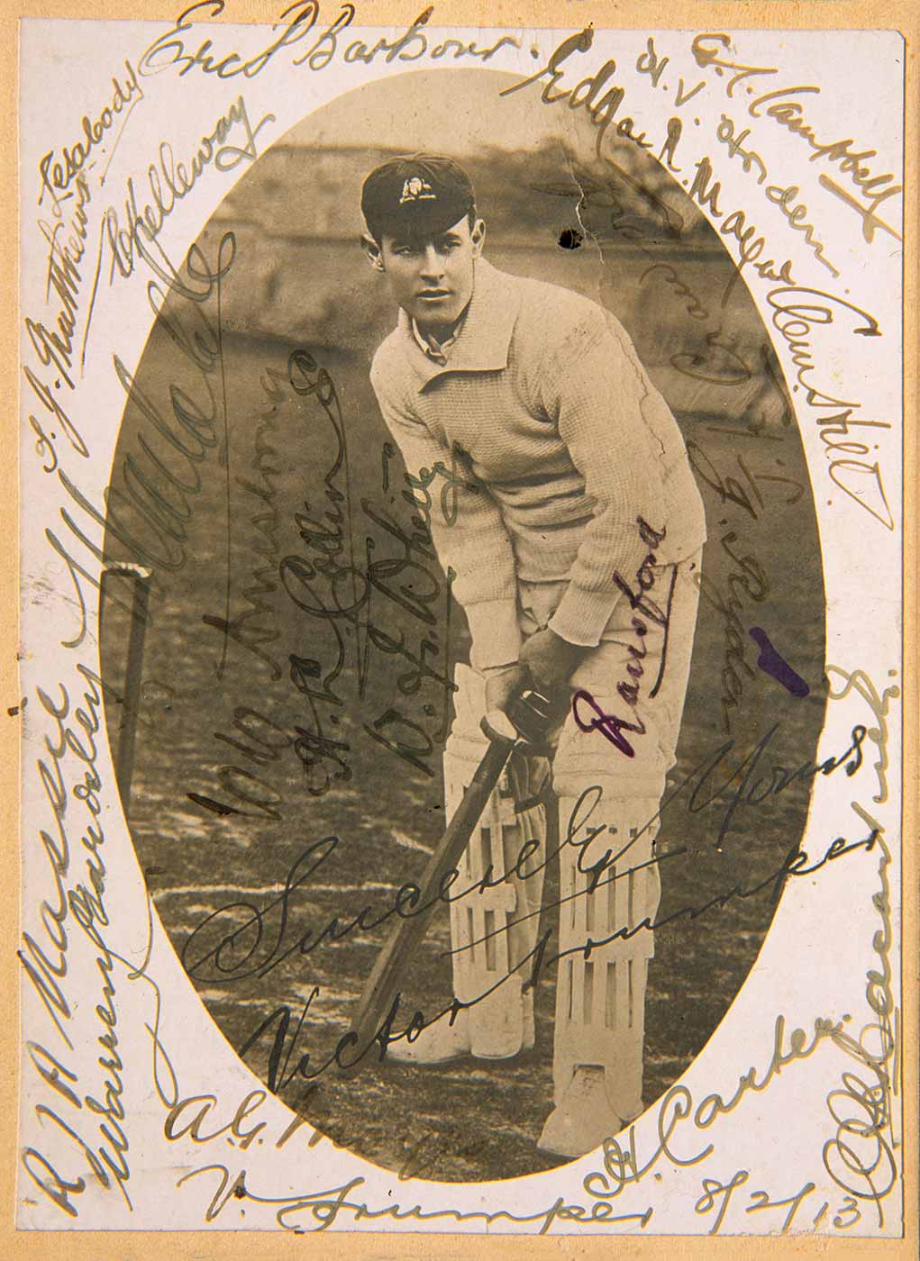 An autographed photo of Victor Trumper.