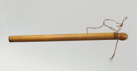 Quiver piha (peeha) Quiver or arrow case made of a large bamboo cane with plaited coconut fibre wound round its open end. The egg-shaped lid is made of a young light-brown coconut shell.