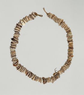 Necklace lei Oz 243 Necklace made from small worn olive nut shells strung together on a cord made of a plant material.