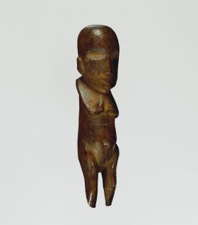 Flywhisk handle (fragment) Flywhisk handle made of ironwood formed into a human-like shape.